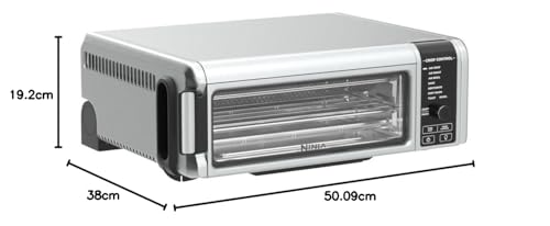 Ninja Foodi 8-in-1 Digital Air Fry Oven, Large Toaster Oven, Flip-Away For Storage, Dehydrate, Keep Warm, 1800 Watts, Stainless (SP101C) – Canadian Version