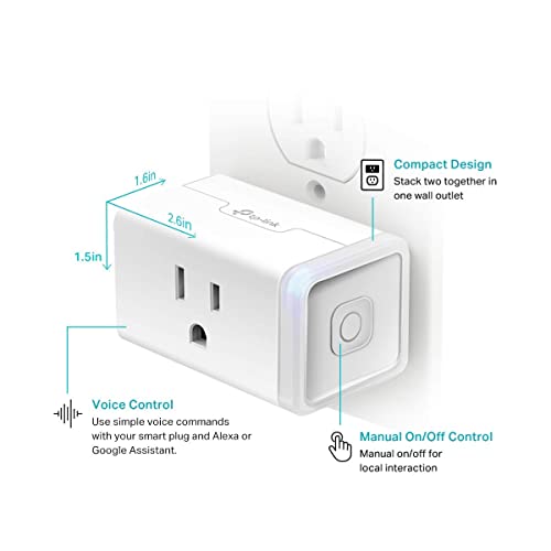 Kasa Smart Plug by TP-Link (HS103P4) - Smart Home WiFi Outlet Works with Alexa, Echo and Google Home, No Hub Required, Remote Control, 2.4GHz WiFi Required, 15 Amp, UL Certified, 4-Pack , White