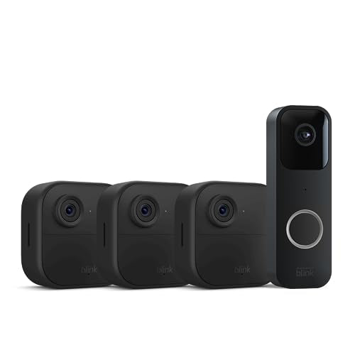 Blink Video Doorbell + 3 Outdoor 4 smart security cameras (4th Gen) with Sync Module 2 | Two-year battery life, motion detection, two-way audio, HD video, Works with Alexa