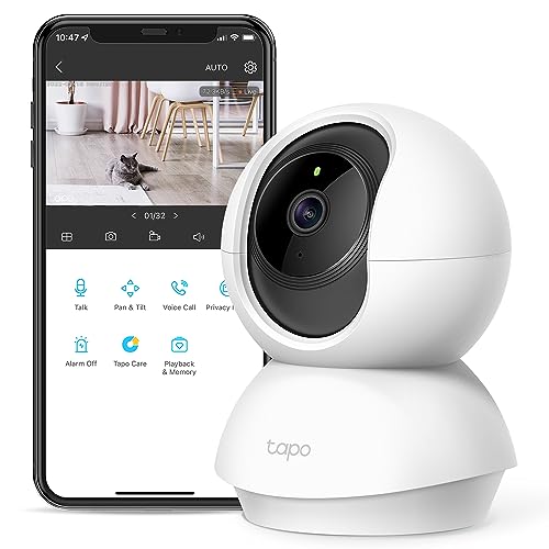 TP-Link Tapo Smart Pan/Tilt Indoor Security Camera, 360° Motion Tracking, 1080p Full HD WiFi Camera for Pet/Baby, Night Vision, 2-Way Audio, 128 GB Local Storage, Works w/Alexa & Google (Tapo C200)