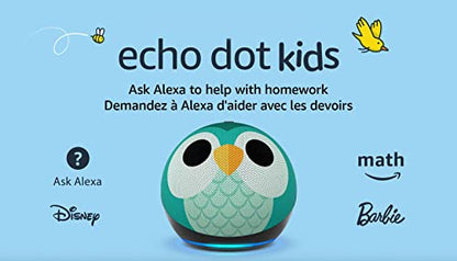 Amazon Echo Dot (5th Gen, 2022 release) Kids | Designed for kids, with parental controls | Owl