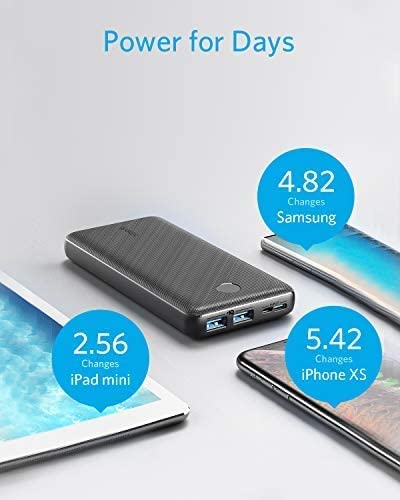 Anker Portable Charger, Power Bank, 20,000 mAh Battery Pack with PowerIQ Technology and USB-C (Recharging Only) for iPhone 15/15 Plus/15 Pro/15 Pro Max, iPhone 14/13/12 Series, Samsung Galaxy (Black)