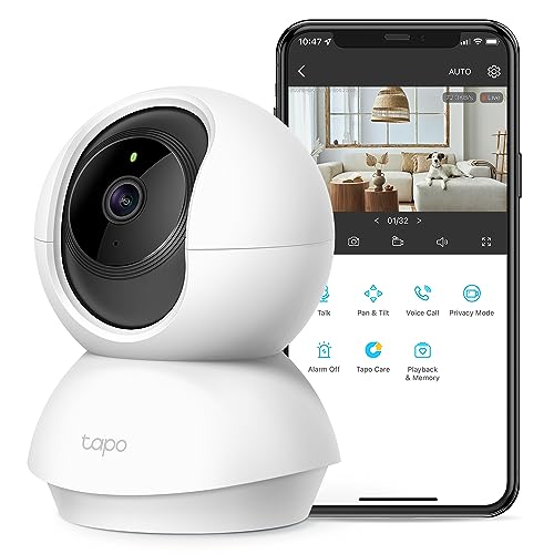 TP-Link Tapo 2K Pan/Tilt Indoor Security WiFi Camera, Baby & Pet Camera w/ 360° Motion Tracking, 2-Way Audio, Night Vision, Cloud & Local Storage (Up to 256 GB), Works w/ Alexa & Google (Tapo C210)
