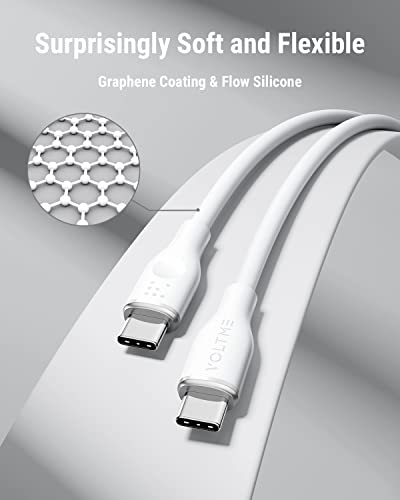 VOLTME 60W USB C to USB C Cable 3.3ft/1M, USB 2.0 Type C Charging Cable Fast Charge Cord for MacBook Pro 2020/2019, iPad Pro 2020/2019, iPad Air 4/5, MacBook Air 2020/2019, Galaxy S21, Switch (White)