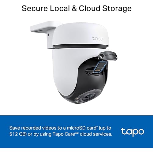 TP-Link Tapo 2K QHD Pan/Tilt Outdoor Wired Security Wi-Fi Camera, 360° Visual Coverage, Full-Color Night Vision Up to 98ft, Smart Motion Tracking, Person Detection,Physical Privacy Mode(Tapo C510W)