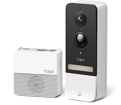 TP-Link Tapo Wire-Free Video Doorbell Camera w/Hub, 2K 5MP Color Night Vision, Up to 180 Day Battery, 2-Way Audio, Quick Response, Head-to-Toe View, Works w/Alexa & Google Home (Tapo D230S1)