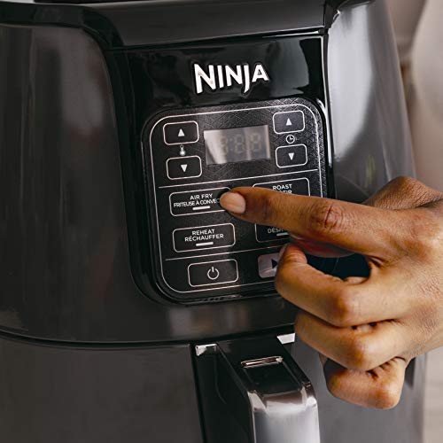 NINJA AF101C, Air Fryer, 3.8L Less Oil Electric Air Frying, Equipped with Crisper Plate + Multi-Layer Rack + Non Stick Basket, Programmable Control Panel, Black, 1550W, (Canadian Version)