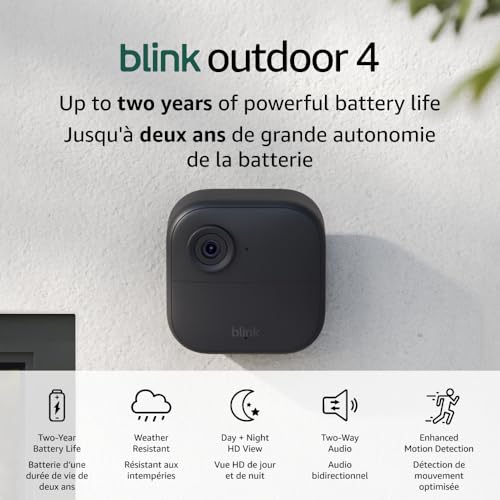 Blink Outdoor 4 – Wireless smart security camera, two-year battery, 1080p HD day and infrared night live view, two-way talk – Add-on camera (Sync Module required)