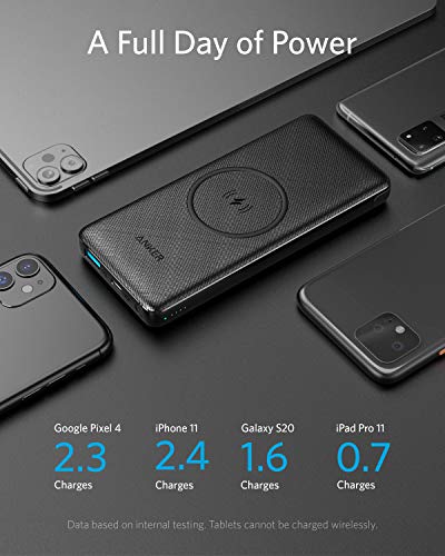 ANKER PowerCore III 10,000 mAh Wireless Portable Charger with Qi-Certified 10W Wireless Charging and 18W USB-C Quick Charge for iPhone 15/15 Plus/15 Pro/15 Pro Max, iPhone 14 Series, iPad, AirPods