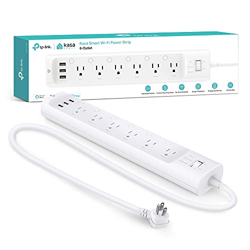 Kasa Smart Plug Power Strip, Surge Protector w/ 6 Smart Outlets and 3 USB Ports, Works with Alexa Echo & Google Home, No Hub Required (HS300), White