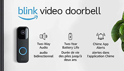 Blink Video Doorbell | Two-way audio, HD video, motion and chime app alerts, and Alexa enabled — wired or wire-free (Black)