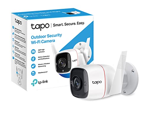 TP-Link Tapo 2K HD Security Camera Outdoor Wired, Built-in Siren, Night Vision, IP66 Weatherproof, Motion/Person Detection, Works w/ Alexa & Google Home, Cloud/SD Card Storage, 2-Way Audio ,White