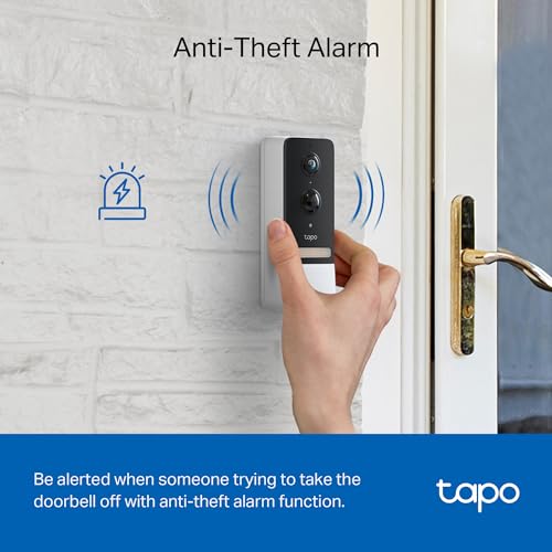 TP-Link Tapo Wire-Free Video Doorbell Camera w/Hub, 2K 5MP Color Night Vision, Up to 180 Day Battery, 2-Way Audio, Quick Response, Head-to-Toe View, Works w/Alexa & Google Home (Tapo D230S1)