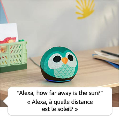 Amazon Echo Dot (5th Gen, 2022 release) Kids | Designed for kids, with parental controls | Owl