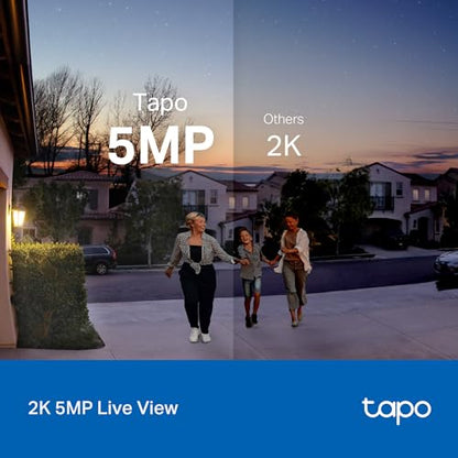 Tapo TP-Link Smart Video Doorbell Camera Wired, 2K 5MP, Color Night Vision, 180° Ultra-Wide FOV, 2-Way Audio, Free AI Detection, Cloud & SD Card Storage, Works w/Alexa & Google Home, D130