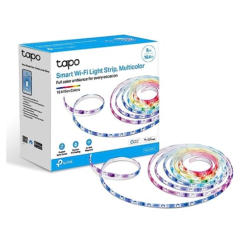 TP-Link Tapo Smart LED Light Strip, Multicolour w/Individually Addressable Colour Zones, Wi-Fi LED Lights Works w/Alexa & Google Assistant, Trimmable, No Hub Required, Apple HomeKit (Tapo L930-5)