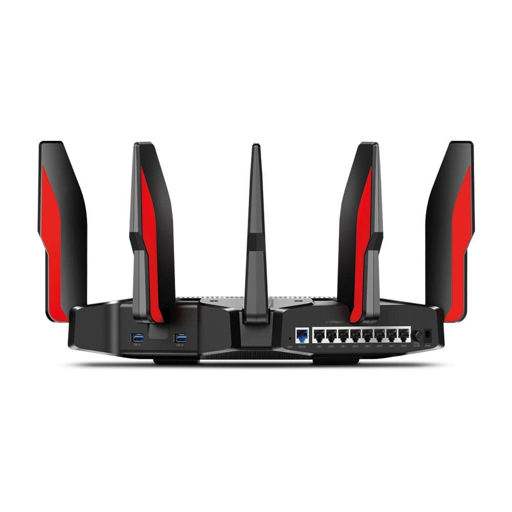 TP-Link AC5400 Tri Band Gaming Router - MU-MIMO, 1.8GHz Quad-Core 64-bit CPU, Game First Priority, Link Aggregation, 16GB Storage, Airtime Fairness, Secured WiFi, Works with Alexa (Archer C5400X)