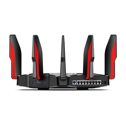 TP-Link AC5400 Tri Band Gaming Router - MU-MIMO, 1.8GHz Quad-Core 64-bit CPU, Game First Priority, Link Aggregation, 16GB Storage, Airtime Fairness, Secured WiFi, Works with Alexa (Archer C5400X)