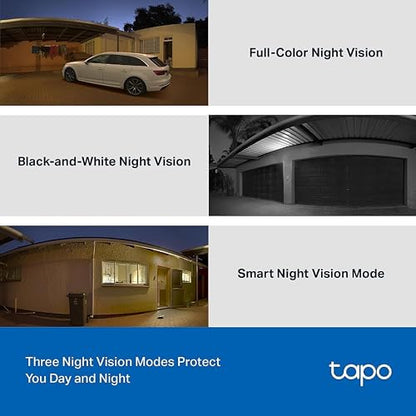 TP-Link Tapo 2K QHD Pan/Tilt Outdoor Wired Security Wi-Fi Camera, 360° Visual Coverage, Full-Color Night Vision Up to 98ft, Smart Motion Tracking, Person Detection,Physical Privacy Mode(Tapo C510W)