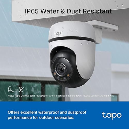 TP-Link Tapo 2K QHD Pan/Tilt Outdoor Wired Security Wi-Fi Camera, 360° Visual Coverage, Full-Color Night Vision Up to 98ft, Smart Motion Tracking, Person Detection,Physical Privacy Mode(Tapo C510W)