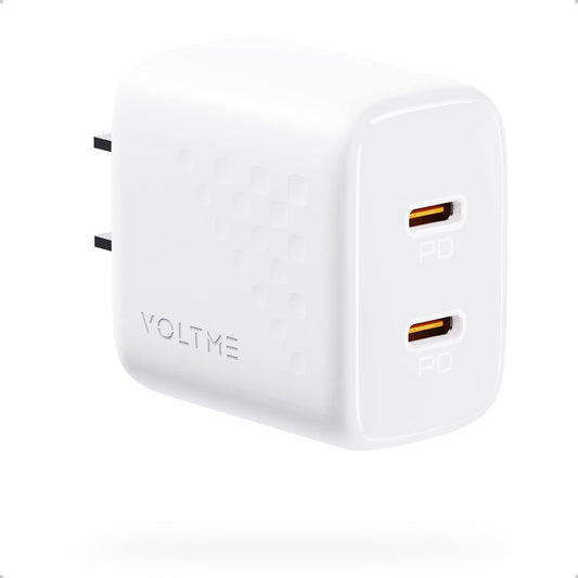 VOLTME 20W USB C Wall Charger, Dual Port PD 3.0 USB-C Fast iPhone Type C Charger Quick Charging Block Campatible with Galaxy S22/S22 Plus/S20/S21 Ultra Plus,Note 20/Note 10 Plus, Pixel 6 Pro White