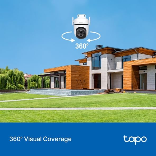 TP-Link Tapo 2K QHD Pan/Tilt Outdoor Wired Security Wi-Fi Camera, 360° Visual Coverage, Starlight Full-Color Night Vision Up to 98ft, Person/Pet/Venicle Detection,Physical Privacy Mode(Tapo C520WS)