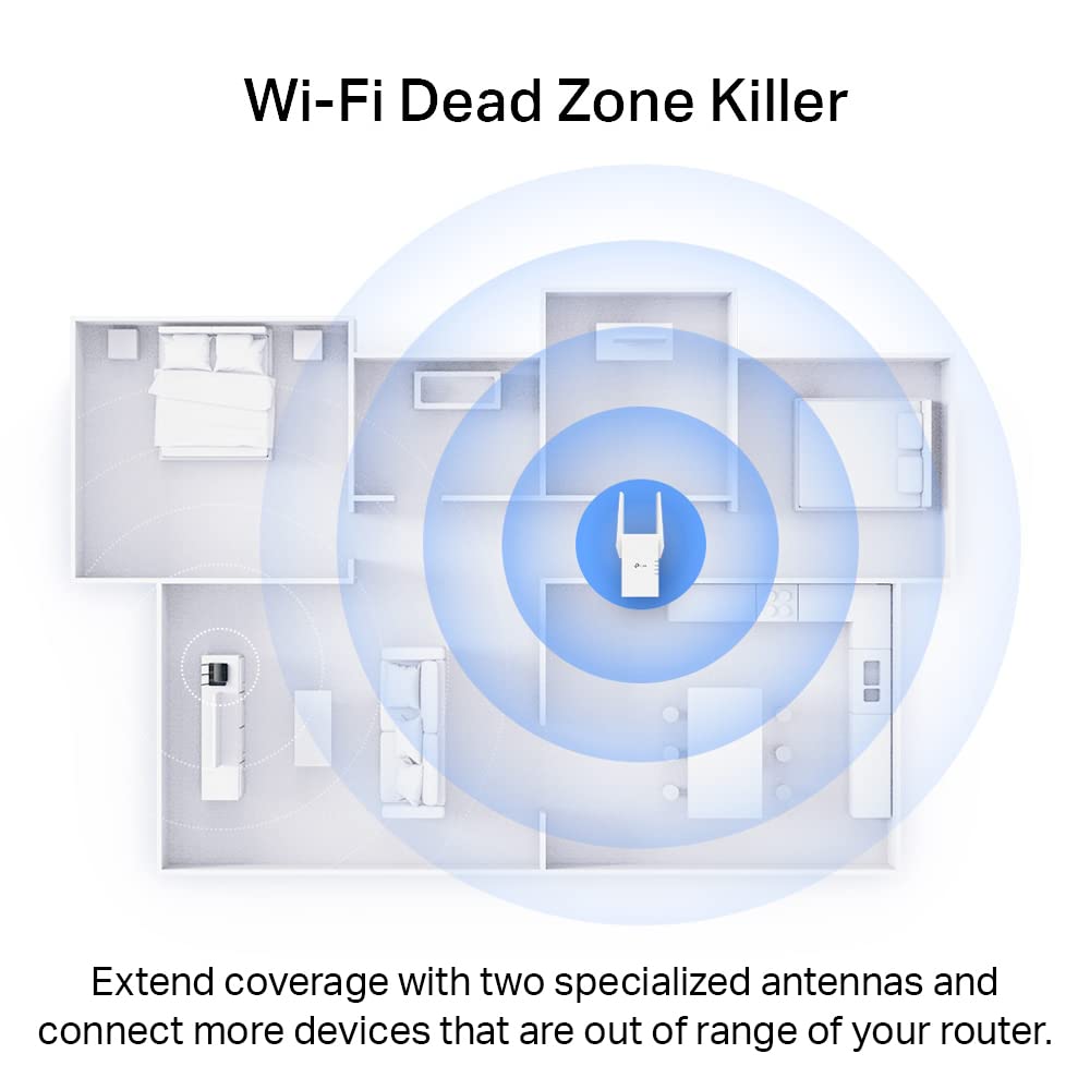 TP-Link AX3000 WiFi 6 Range Extender Internet Booster (RE705X) - Dual Band, AP Mode w/Gigabit Port, OFDMA, Beamforming, APP Setup, White