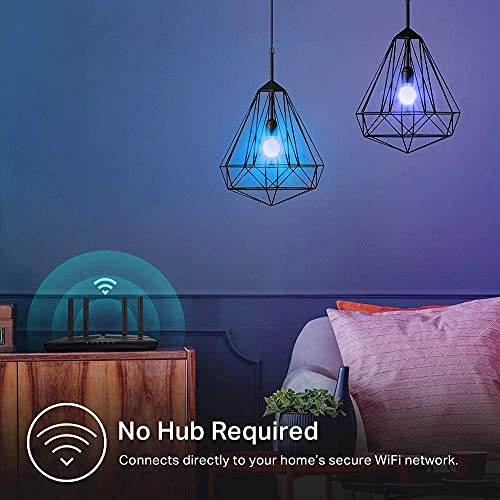 Kasa Smart Light Bulbs, Full Colour Changing Dimmable Smart WiFi Bulbs Compatible with Alexa and Google Home, A19, 9W 800 Lumens,2.4Ghz only, No Hub Required, 4-Pack (KL125P4), Multicolour