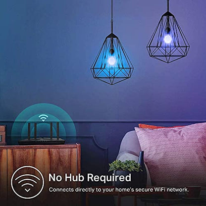 Kasa Smart Light Bulbs, Full Colour Changing Dimmable Smart WiFi Bulbs Compatible with Alexa and Google Home, A19, 9W 800 Lumens,2.4Ghz only, No Hub Required, 4-Pack (KL125P4), Multicolour