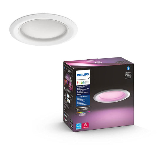 Philips Hue White & Color Ambiance Smart Retrofit Recessed Downlight 4", Color Changing, Bluetooth & Zigbee Compatible (Hue Hub Optional), Smart Ceiling Lighting