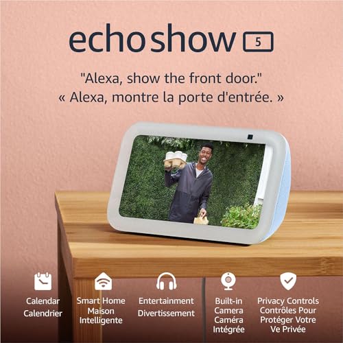 Amazon Echo Show 5 (3rd Gen, 2023 release) | Smart display with deeper bass and clearer sound | Cloud Blue