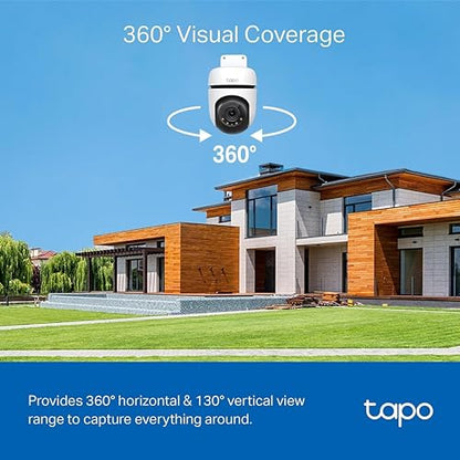 TP-Link Tapo 2K QHD Pan/Tilt Outdoor Wired Security Wi-Fi Camera, 360° Visual Coverage, Full-Color Night Vision Up to 98ft, Smart Motion Tracking, Person Detection,Physical Privacy Mode(Tapo C510W)