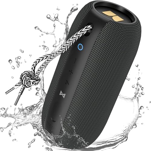Monster S320 Portable Bluetooth Speaker,40W True Wireless Speaker, 360°Stereo Surround Sound Effect, IPX7 Waterproof Speaker,32 Hours of Extra Long Playback Time, for Home Outdoor Speaker,Gold Black