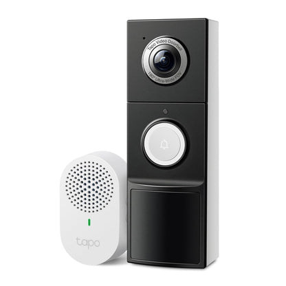 TP-Link Tapo Smart Video Doorbell Camera with Chime, Battery or Wired, 2K 5MP Color Night Vison, No Monthly Fee, 180° Ultra-Wide Head-to-Toe View, Free AI Detection, Cloud & Local Storage (Tapo D235)