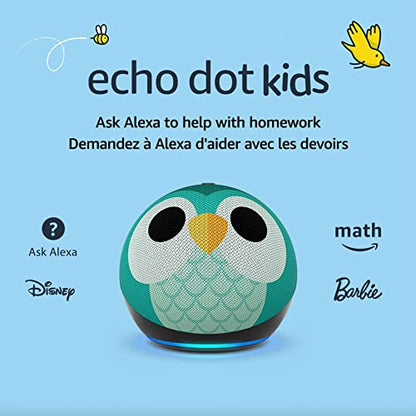 Amazon Echo Dot (5th Gen, 2022 release) Kids | Designed for kids, with parental controls | Owl