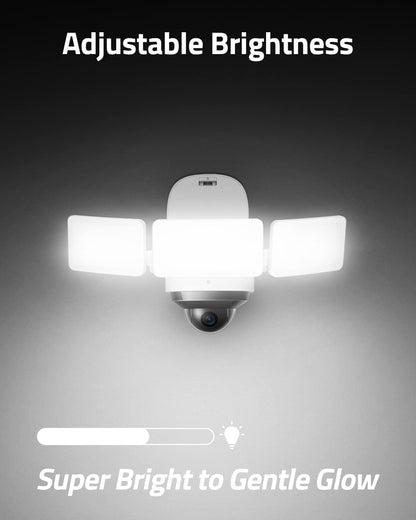 eufy Security Floodlight Cam S330, 360-Degree Pan & Tilt Coverage, 2K Full HD, 3,000 Lumens, Smart Lighting, Weatherproof, On-Device AI Subject Lock and Tracking, No Monthly Fee, Hardwired