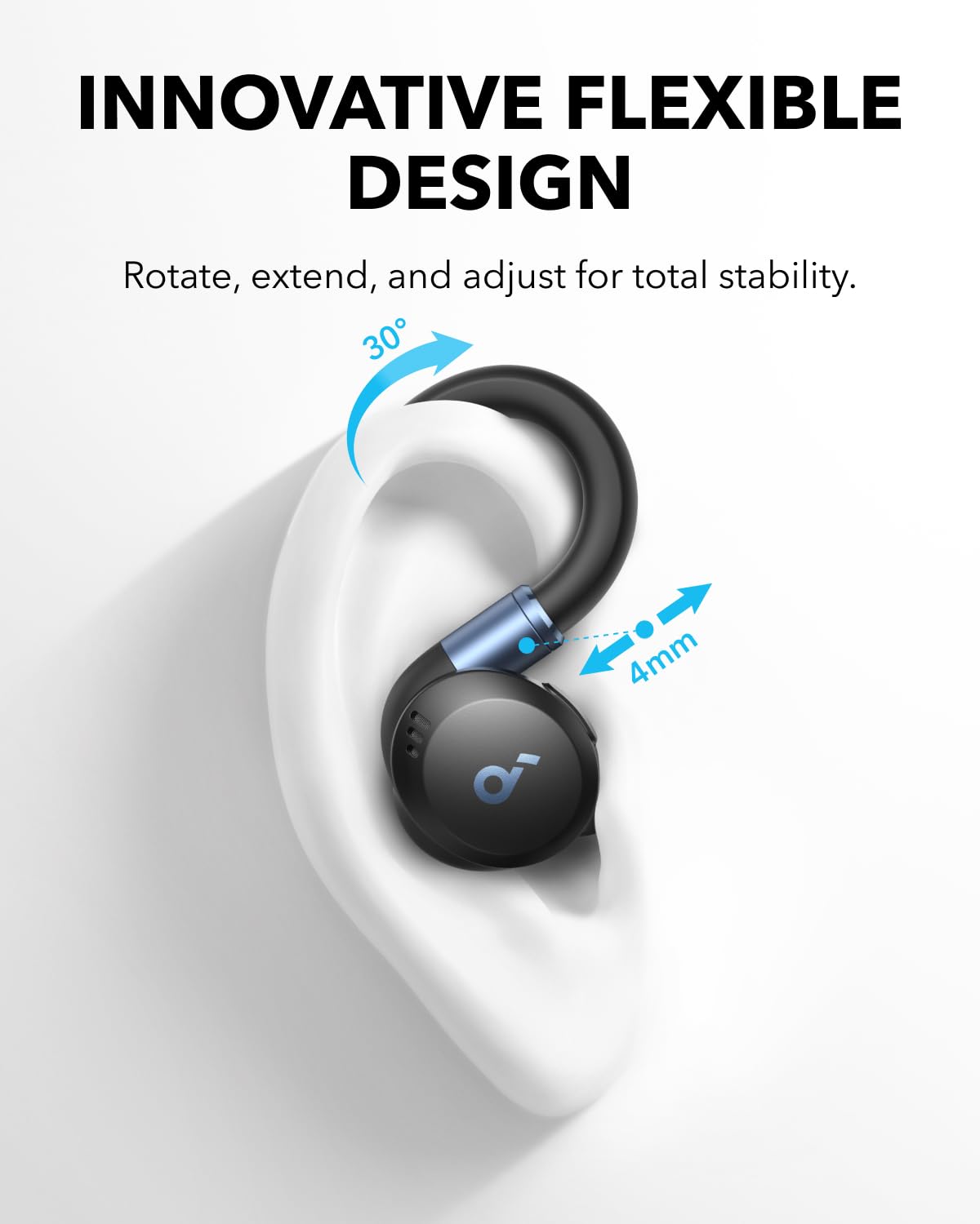 Soundcore Sport X20 by Anker, True-Wireless Workout Earbuds, Rotatable and Extendable Ear Hooks, Deep Bass, IP68 Waterproof, Sweatproof, Dustproof, 48H Play, Sport Earbuds for Gym