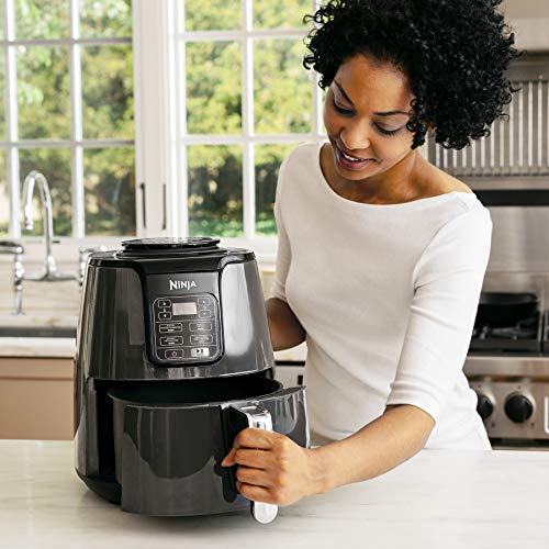 NINJA AF101C, Air Fryer, 3.8L Less Oil Electric Air Frying, Equipped with Crisper Plate + Multi-Layer Rack + Non Stick Basket, Programmable Control Panel, Black, 1550W, (Canadian Version)