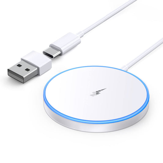 Magnetic Wireless Charger Fast Apple Mag-Safe Charger for iPhone 15 Pro Max/15 Pro/15/15 Plus/14/13/12 Series AirPods 3/2/Pro/Pro 2 LED Magnet Charging Pad Mag Safe Charger with Dual Charging Ports