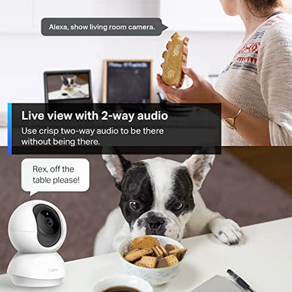 TP-Link Tapo Smart Pan/Tilt Indoor Security Camera, 360° Motion Tracking, 1080p Full HD WiFi Camera for Pet/Baby, Night Vision, 2-Way Audio, 128 GB Local Storage, Works w/Alexa & Google (Tapo C200)