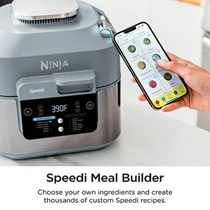 Ninja SF300C Speedi Rapid Cooker & Air Fryer, 6-Quart Capacity, 10-in-1 Functions to Bake, Roast, Sear, Sauté, Slow Cook, Souse Vide & More, 15-Minute Speedi Meals All In One Pot, Sea Salt Grey