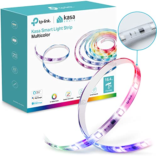 Kasa Smart LED Light Strip, 50 Color Zones RGBIC, 16.4ft Wi-Fi LED Strip Works w/Alexa, Google Assistant & SmartThings, High Brightness, 16M Colors, PU Coating, Trimmable, 2 Yr Warranty (KL420L5)