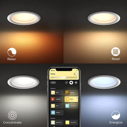 Philips Hue White & Color Ambiance Smart Retrofit Recessed Downlight 4", Color Changing, Bluetooth & Zigbee Compatible (Hue Hub Optional), Smart Ceiling Lighting