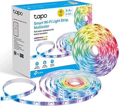 TP-Link Tapo Smart LED Light Strip, 100 Color Zones RGBIC, Sync-to-Sound, 32.8ft(2 Rolls of 16.4ft) Wi-Fi LED Strip Works w/Alexa & Google, IP44 PU Coating, Trimmable, 2 Yr Warranty (Tapo L920-10)