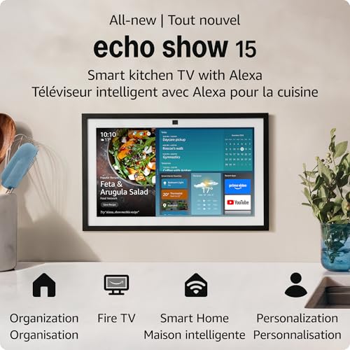 All-new Amazon Echo Show 15 | A stunning HD 15.6" smart kitchen TV for home organization with Alexa