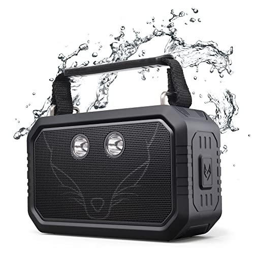 DOSS Bluetooth Speaker, Traveler Outdoor Speaker with 20W Stereo Sound and Bold Bass, IPX6 Waterproof, Wireless Pairing, 12H Playtime, 5 Light Modes, Portable Speaker for Outdoor-Black