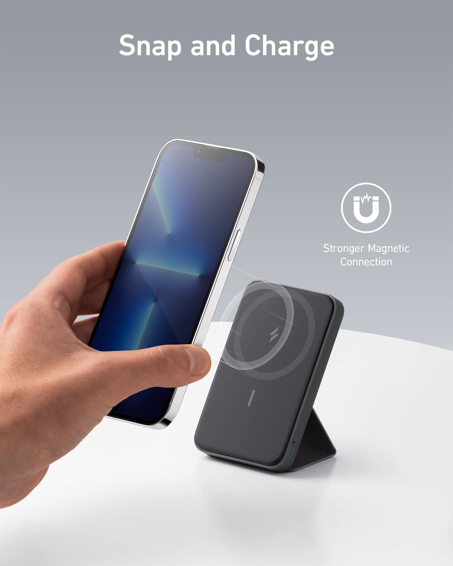 Anker Magnetic Battery Upgraded Version, 5,000 mAh Foldable Magnetic Wireless Portable Charger and USB-C (On The Side), Only for iPhone 15/15 Plus/15 Pro/15 Pro Max, iPhone14/13/12 Series