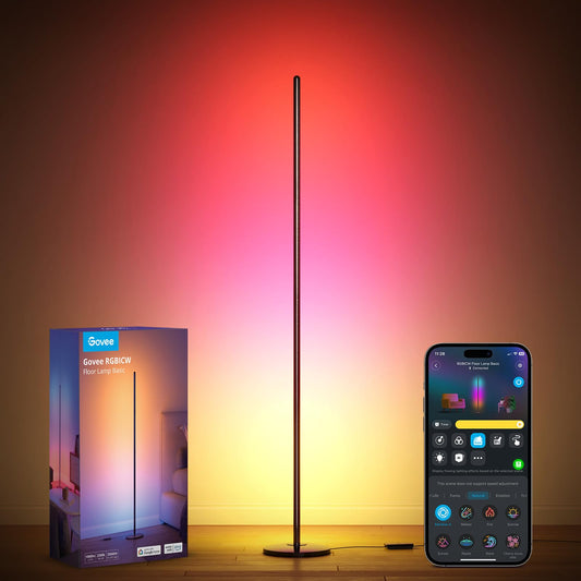 Govee RGBIC Smart Corner Floor Lamp, Standing Lamp Alexa APP Control, Smart Floor Lamp with Reactive Music Mode, 61+ Dynamic Scene, Color Changing, Modern Floor Lamp for Living Room, Bedroom, Kitchen