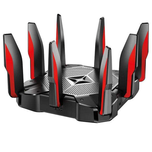 TP-Link AC5400 Tri Band Gaming Router - MU-MIMO, 1.8GHz Quad-Core 64-bit CPU, Game First Priority, Link Aggregation, 16GB Storage, Airtime Fairness, Secured WiFi, Works with Alexa (Archer C5400X)