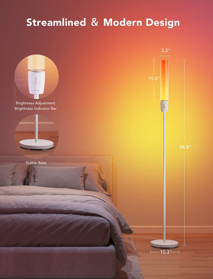 Govee RGBIC Cylinder Floor Lamp, LED Corner Floor Lamp with Wi-Fi App Control, Smart Lamp with 64+ Scenes, DIY Mode, Music Sync, 1500 Lumens Modern Floor Lamp for Bedroom, Living Room